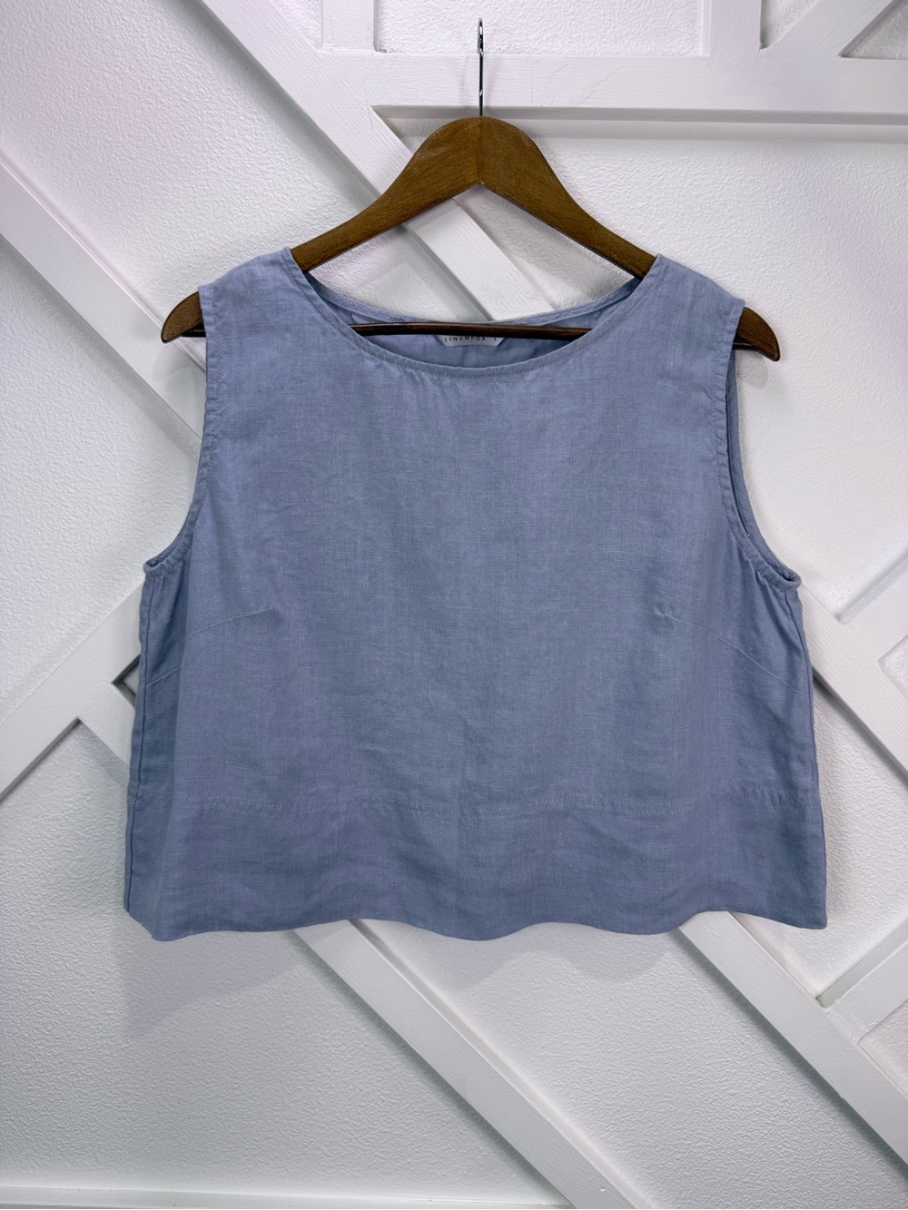 Linenfox Sadie Linen Top Medium Weight Linen Light Blue Size Large